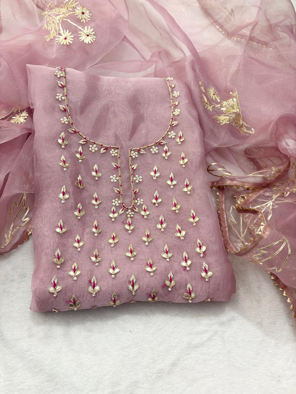 3 Piece Execusite Organza Suit in OnionPink