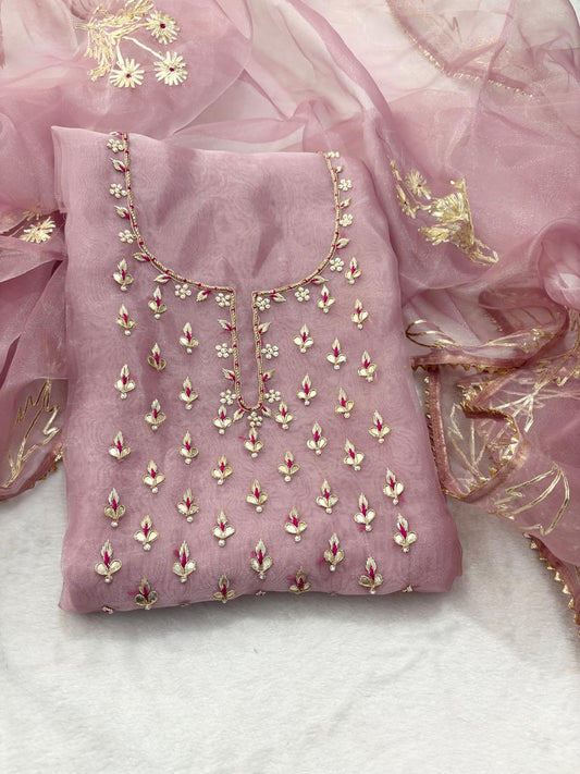 3 Piece Execusite Organza Suit in OnionPink