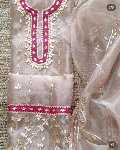 3 Piece Execusite Organza Suit with gotawork