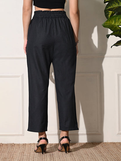 Black Stripe Straight Fit Trouser