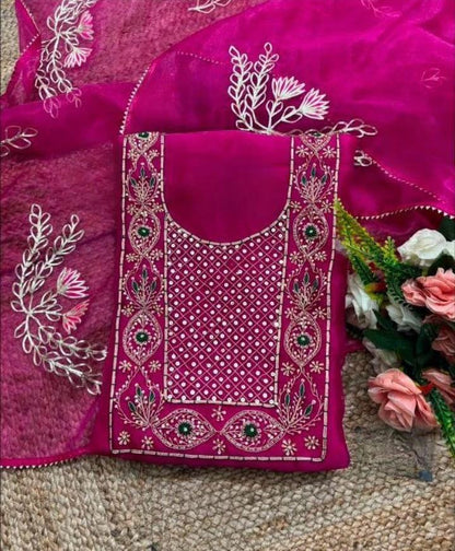 3 Piece Amazing Organza Suit in vibrant colors