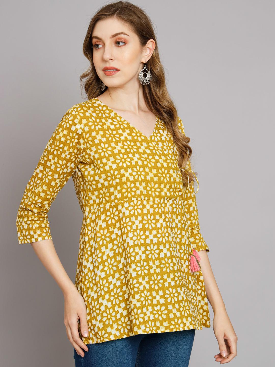 Jaipur Batik Green Angrakha Top - JAIPURHUTZ