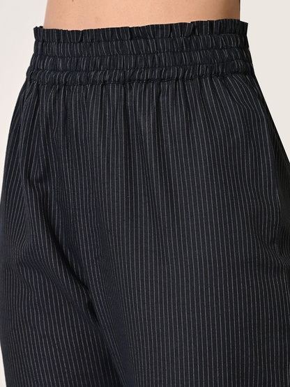 Black Stripe Straight Fit Trouser