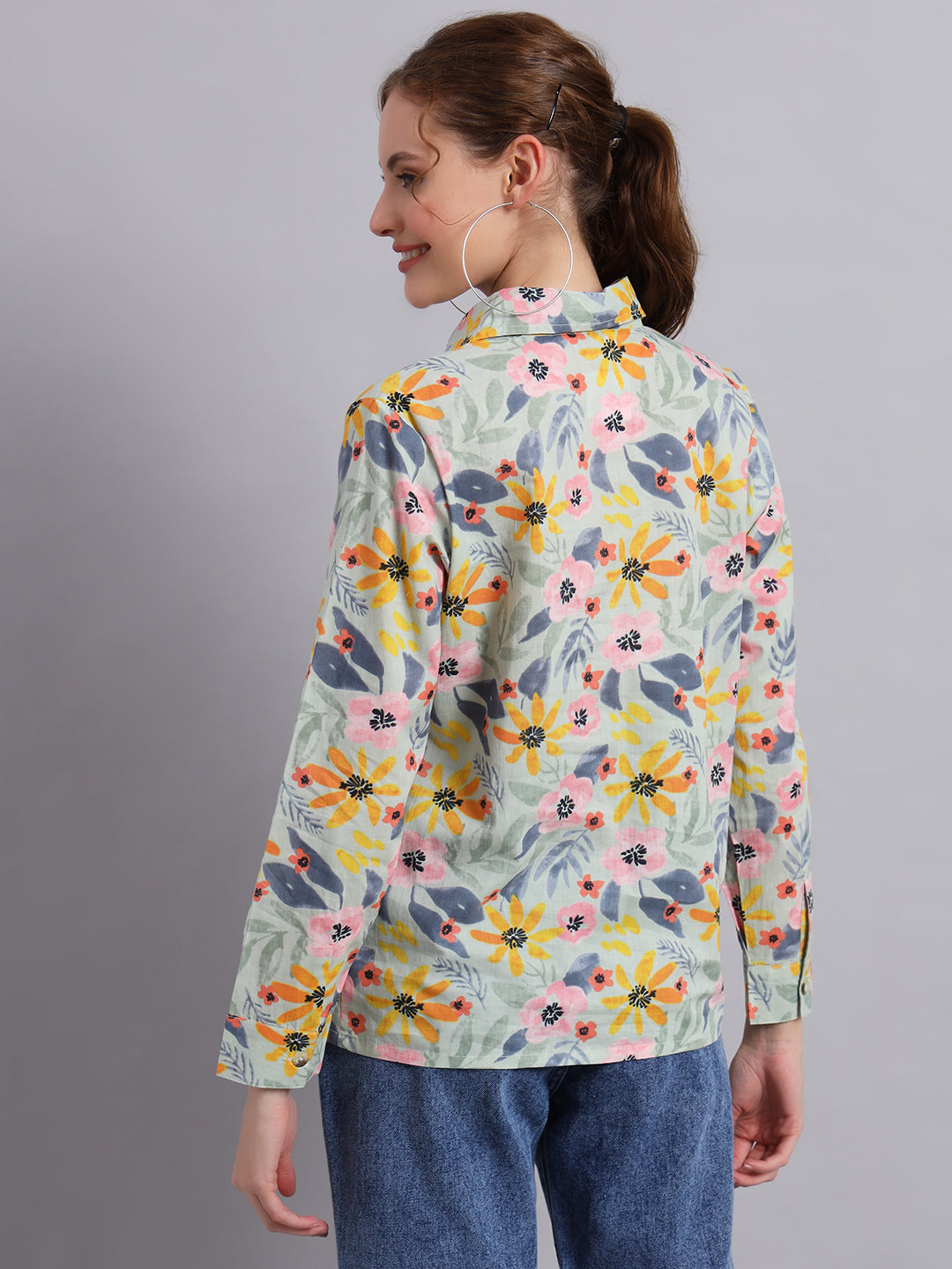 Multicolor Cotton Shirt Style Top