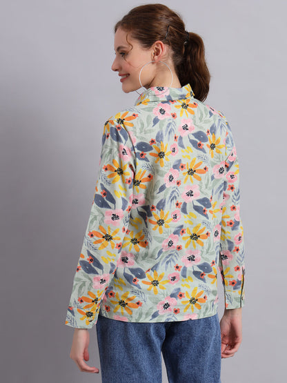 Multicolor Cotton Shirt Style Top