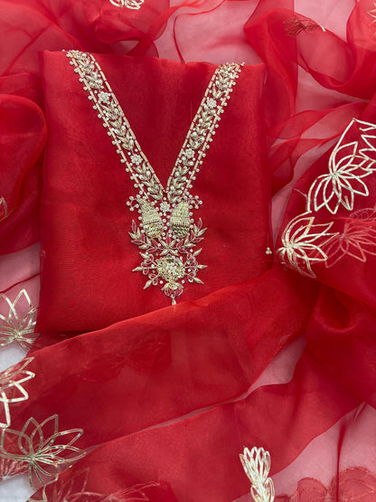 3 Piece Heavy neck Organza Suit