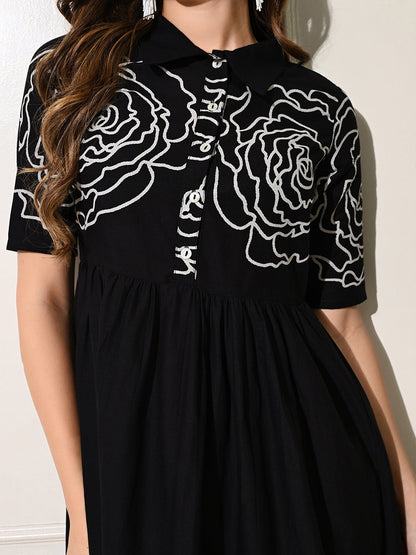 Monochrome Button Dress