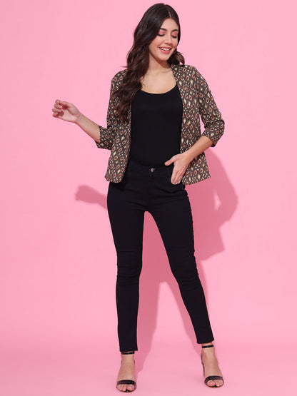 Dusty Charcoal Ikat Open Shrug