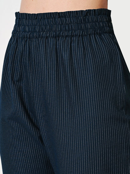 Navy Stripe Straight Fit Trousers
