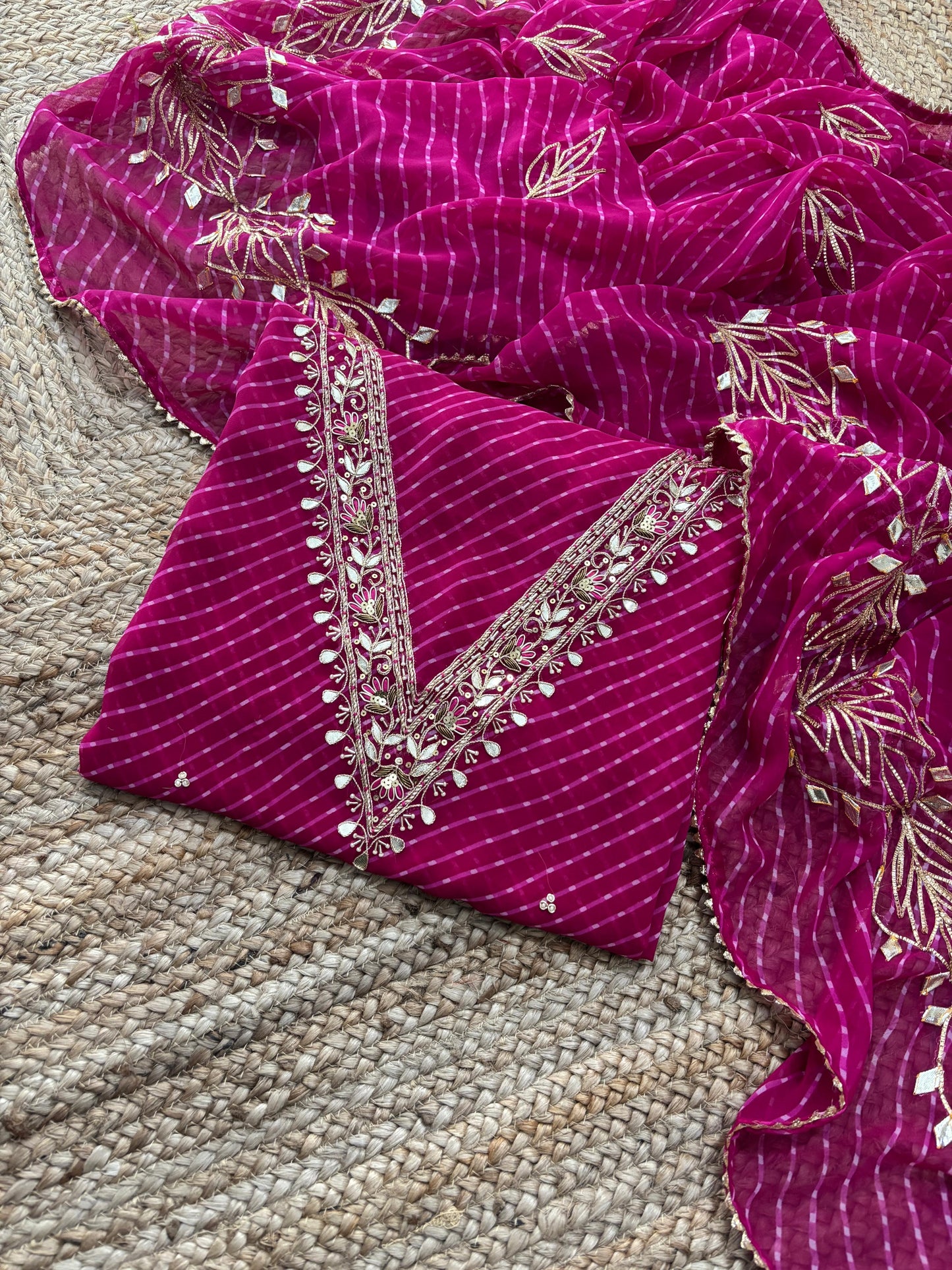 Zardosi Work 60 Gram Georgette Suit in Magenta