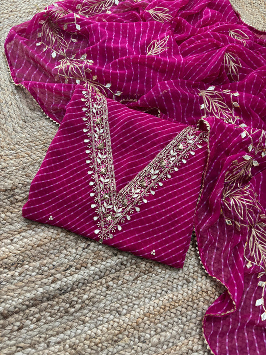 Zardosi Work 60 Gram Georgette Suit in Magenta