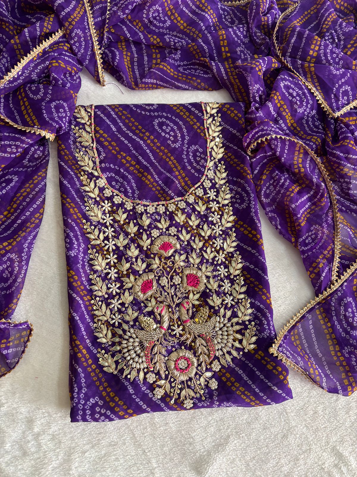 Zardosi Work 60 Gram Georgette Suit in Purple