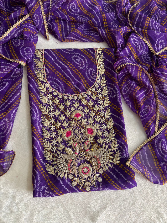 Zardosi Work 60 Gram Georgette Suit in Purple