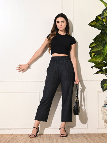 Black Stripe Straight Fit Trouser