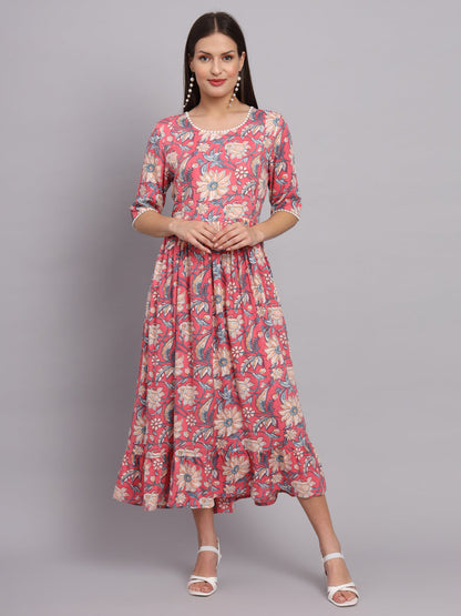 Pastel pink Fit and Flared Pocket Dress