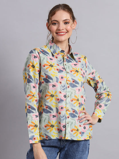 Multicolor Cotton Shirt Style Top