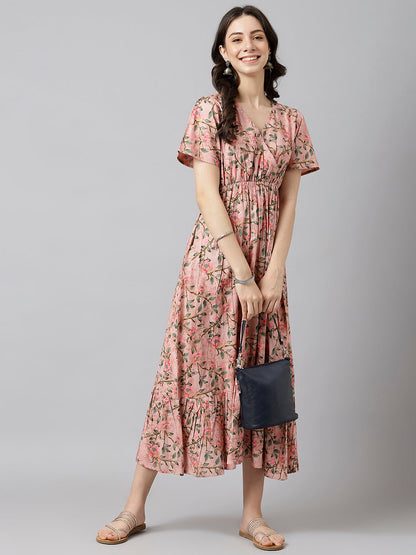 Printed Cotton Fit & Flare Dress