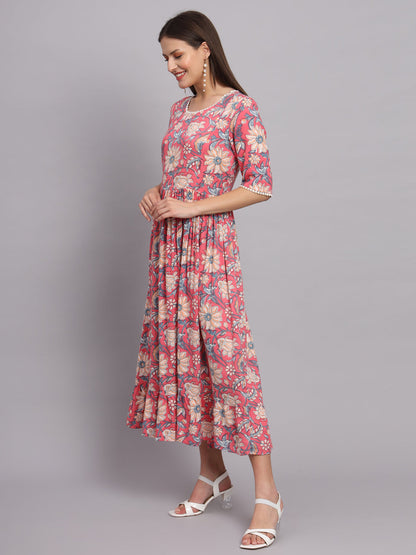 Pastel pink Fit and Flared Pocket Dress