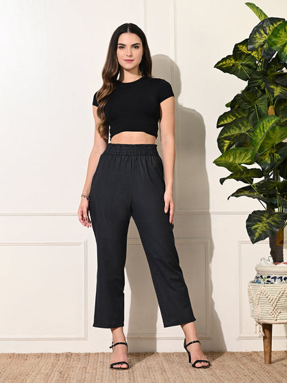 Black Stripe Straight Fit Trouser