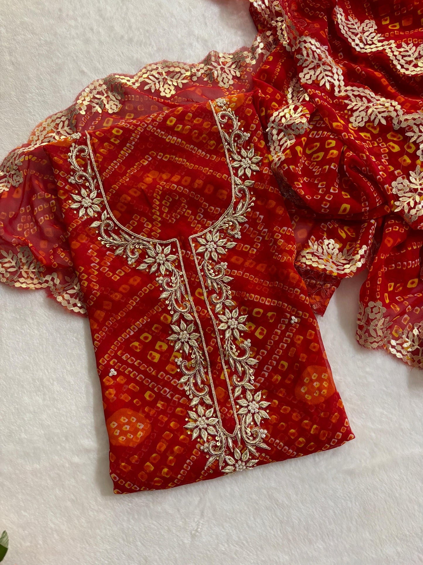 Rich Zardosi Work 60 Gram Georgette Suit in Bandhej