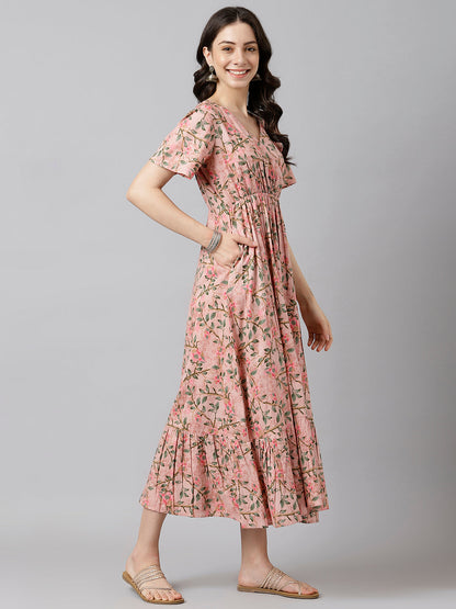 Printed Cotton Fit & Flare Dress