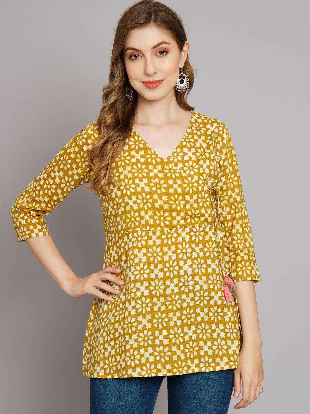 Jaipur Batik Green Angrakha Top - JAIPURHUTZ