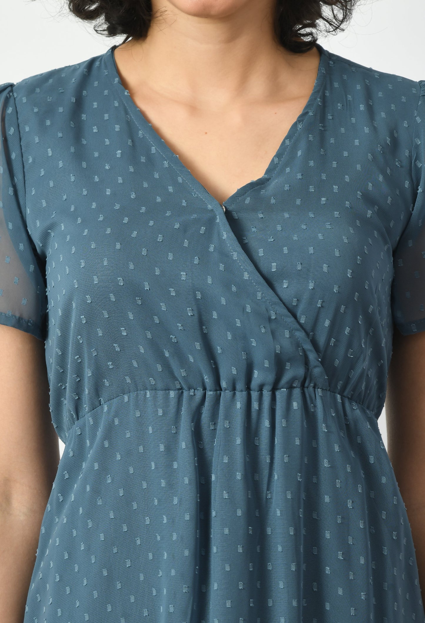 Blue Georgette A-line Dress