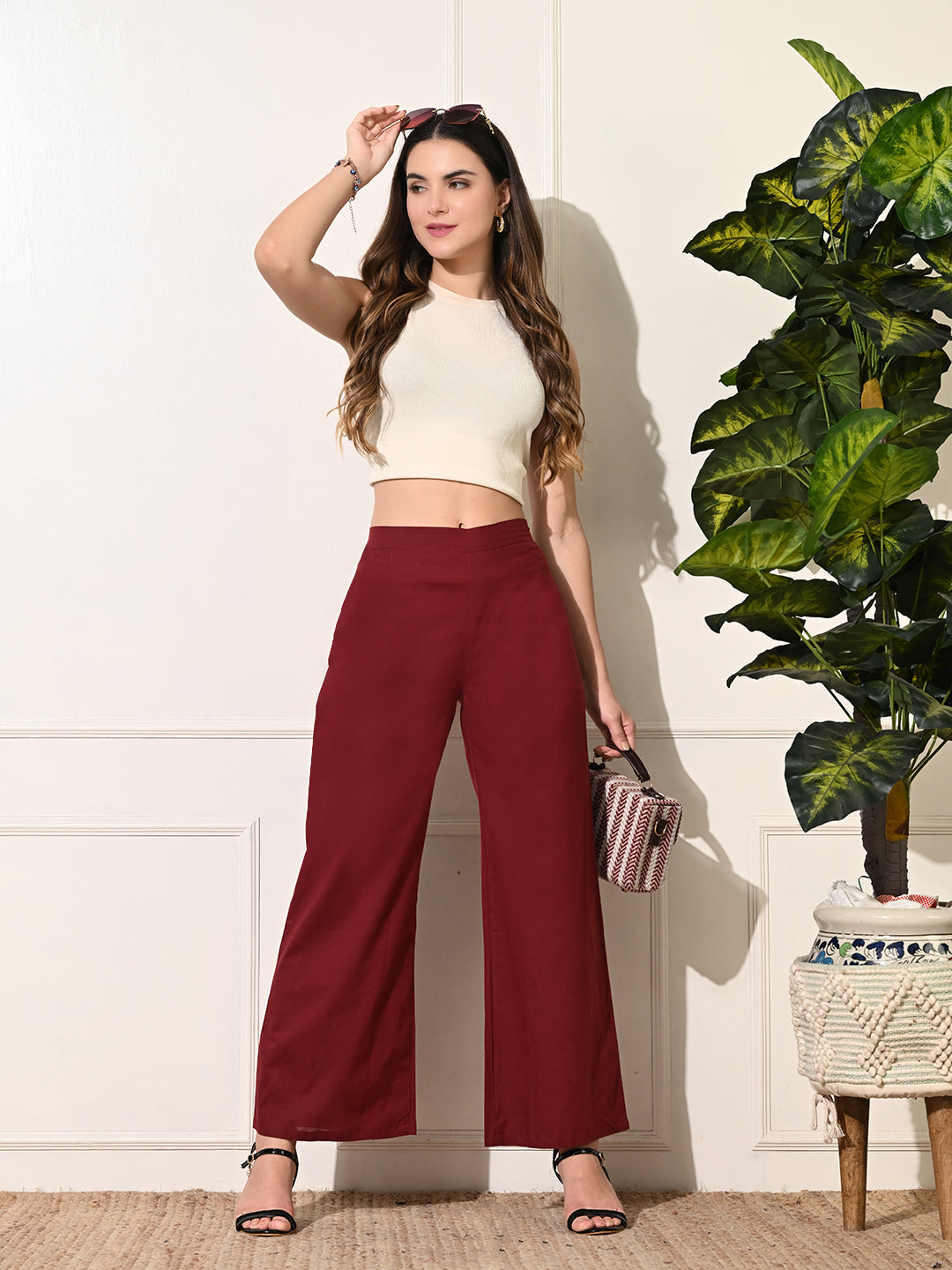 Cotton Maroon Palazzo
