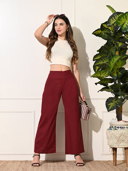 Cotton Maroon Palazzo