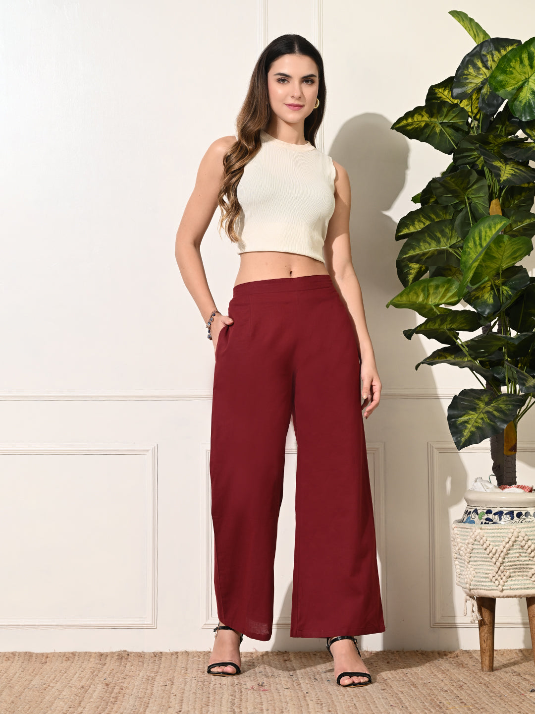 Cotton Maroon Palazzo