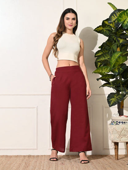 Cotton Maroon Palazzo