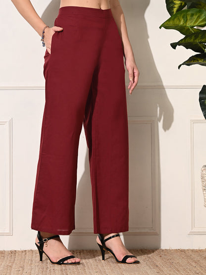 Cotton Maroon Palazzo