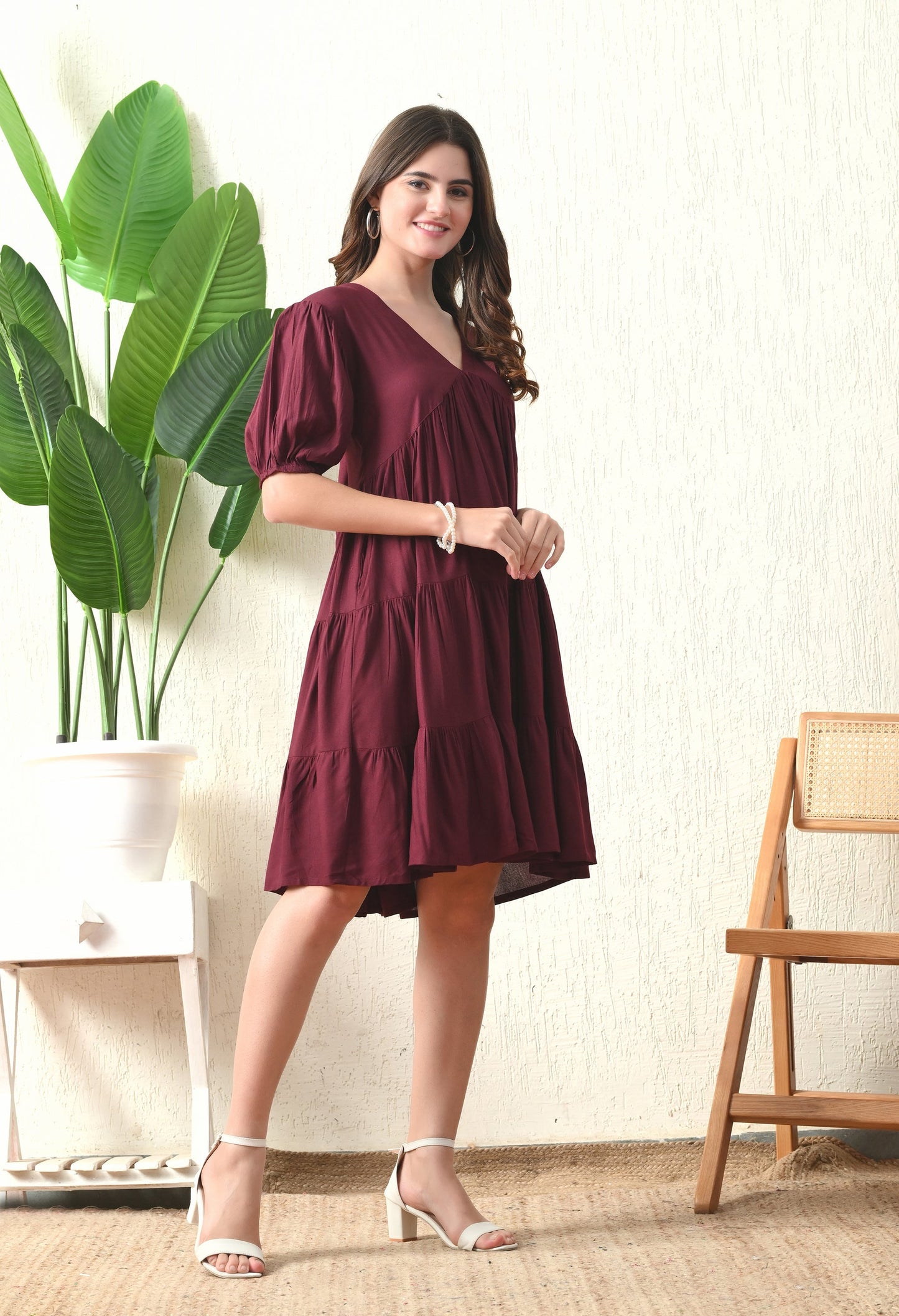 Wine Flared Dress