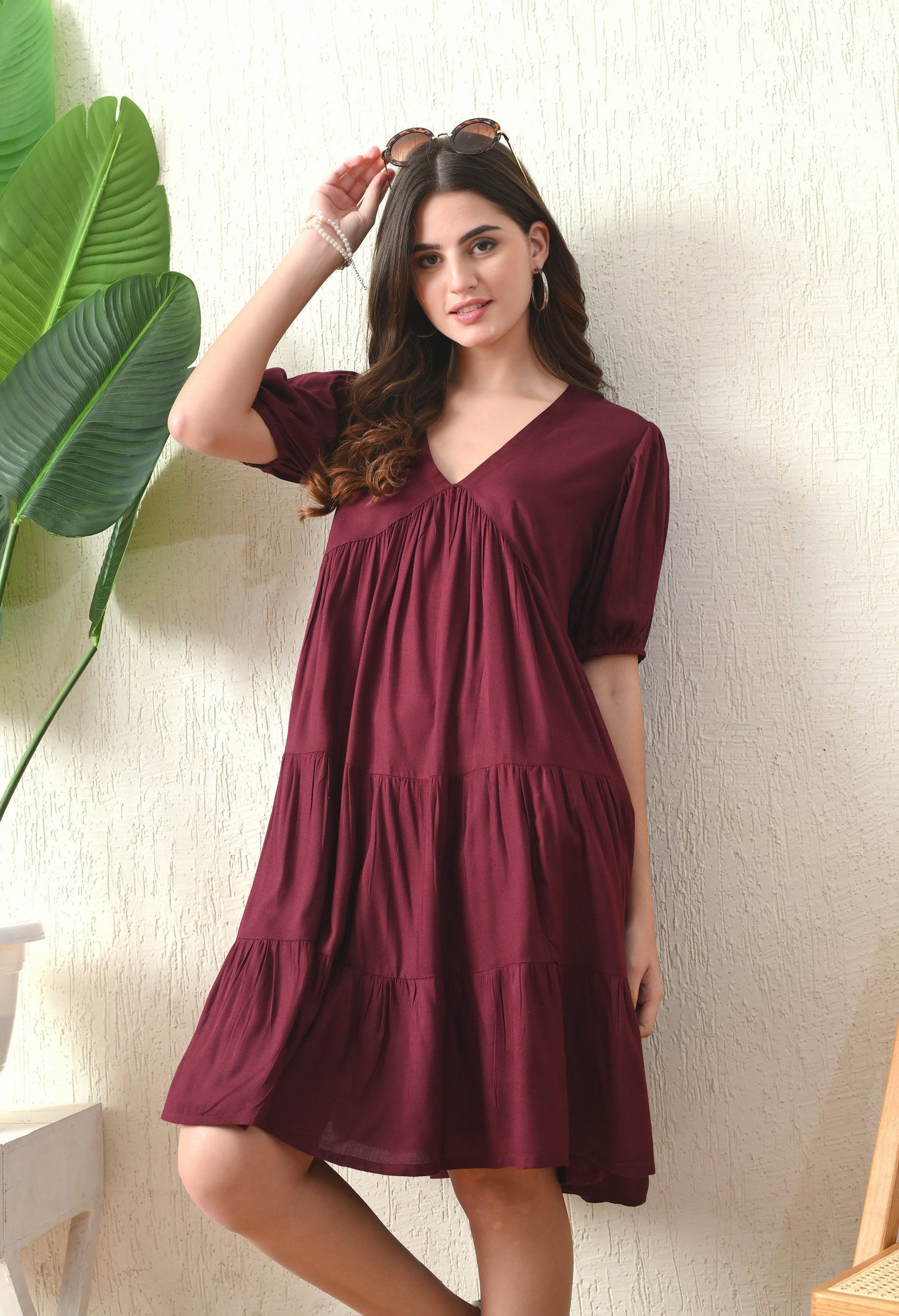 Wine Flared Dress