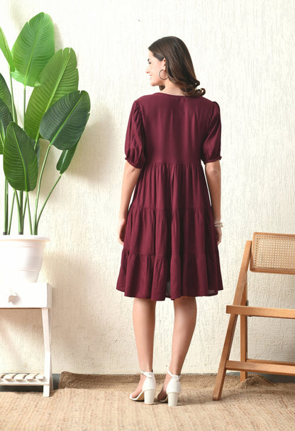 Wine Flared Dress
