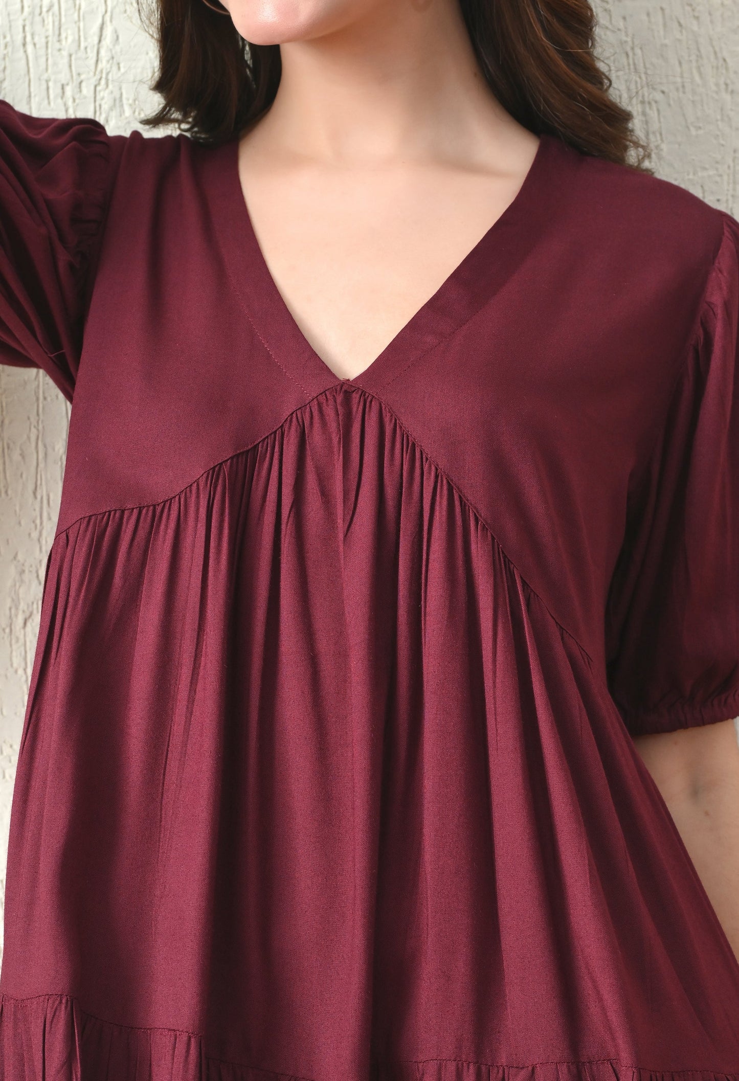 Wine Flared Dress