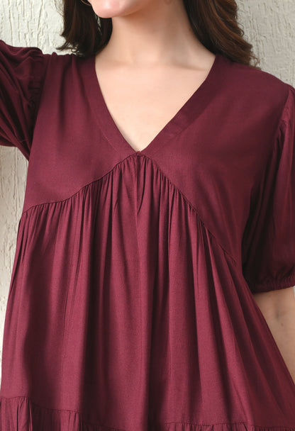 Wine Flared Dress