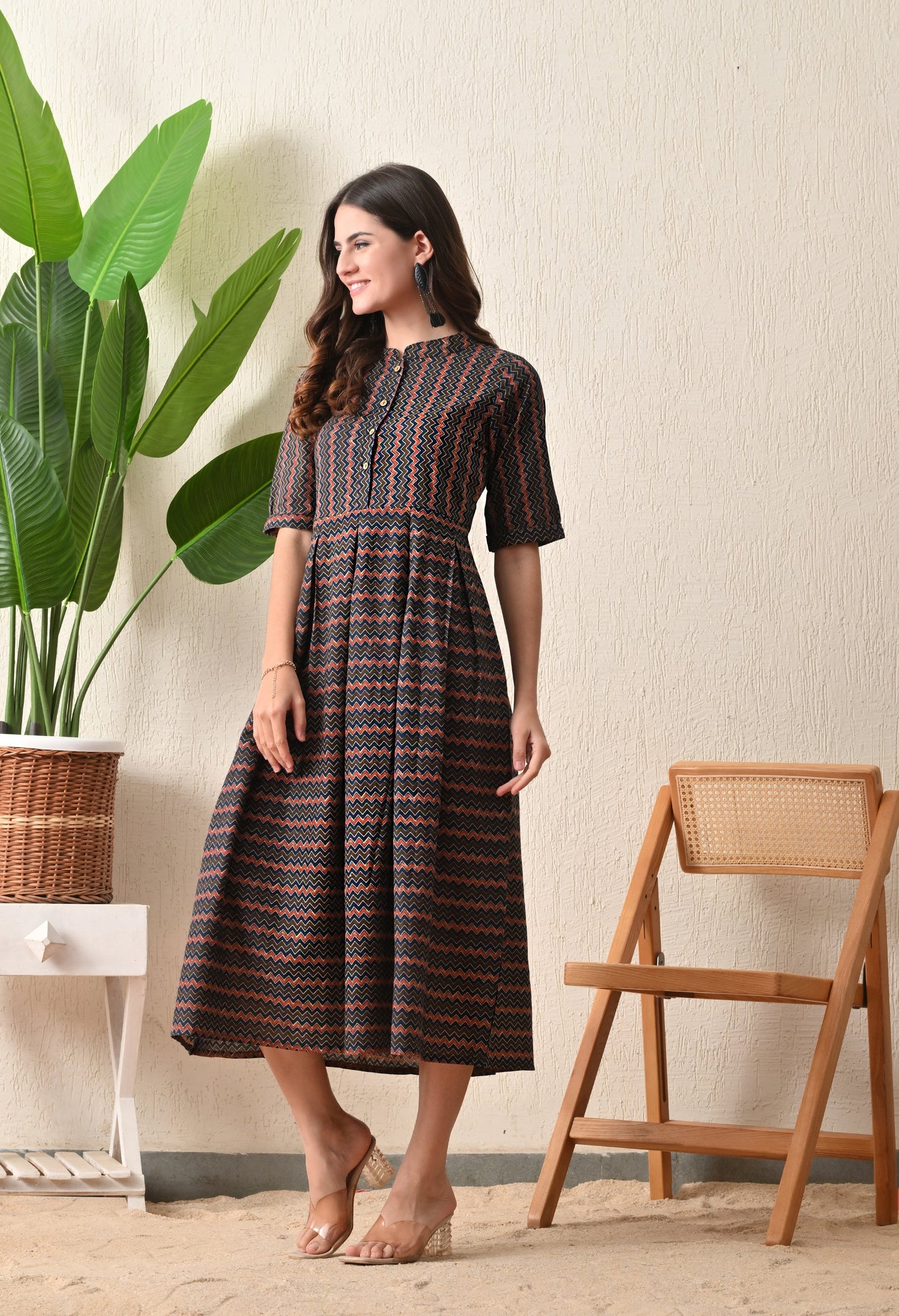 Ajrak Cheveron Dress