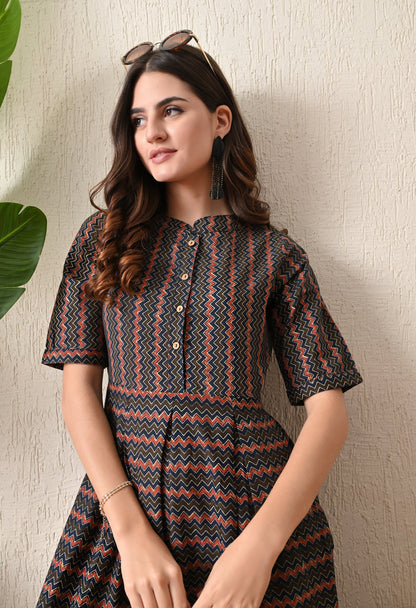 Ajrak Cheveron Dress