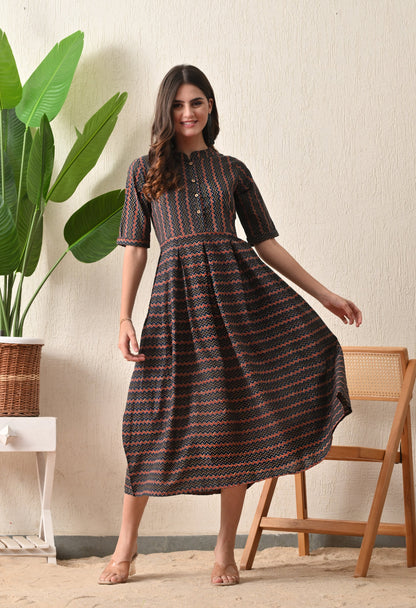 Ajrak Cheveron Dress