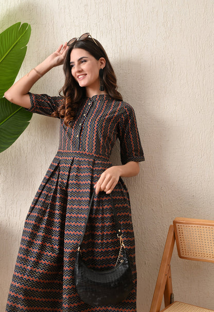 Ajrak Cheveron Dress