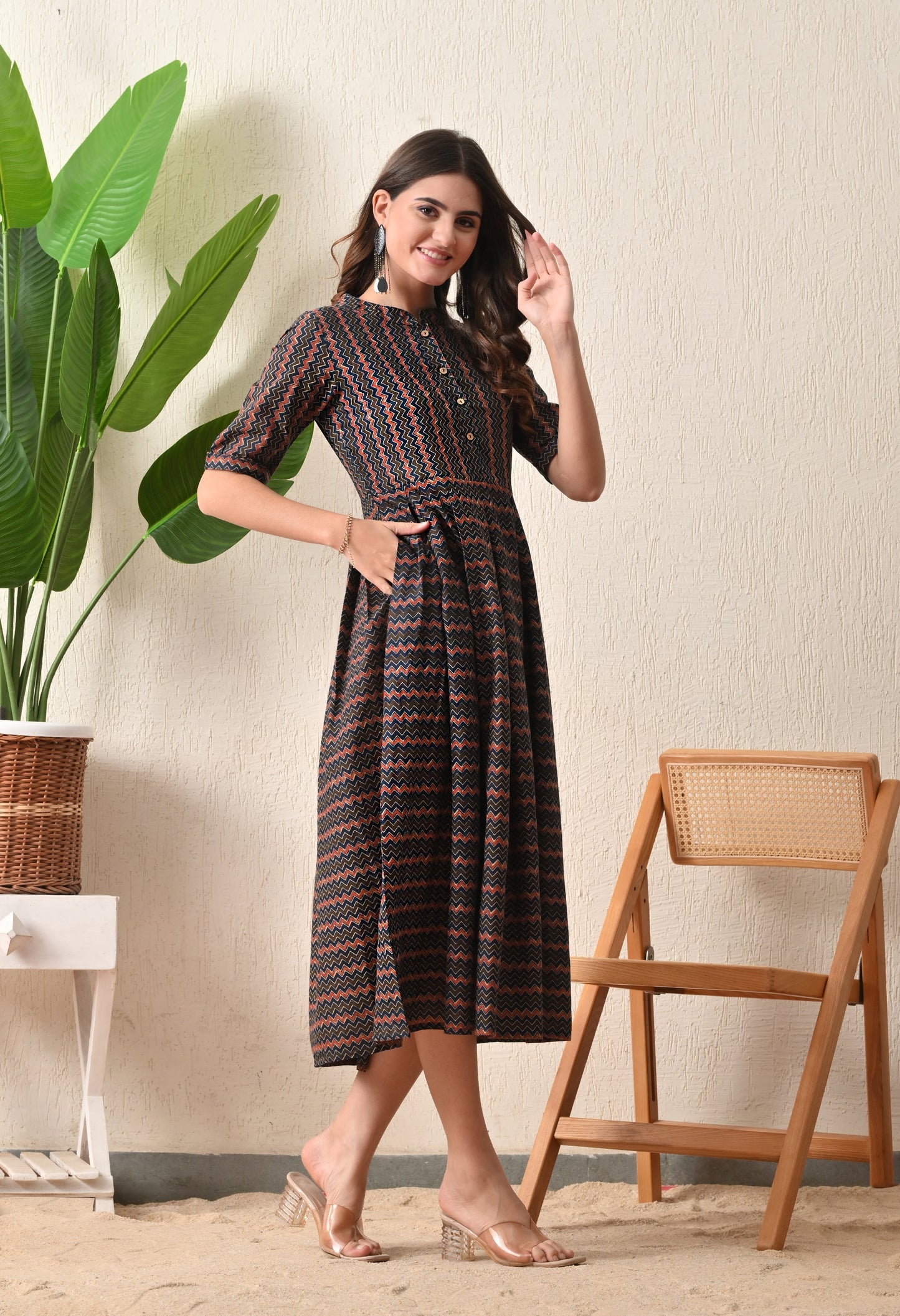 Ajrak Cheveron Dress