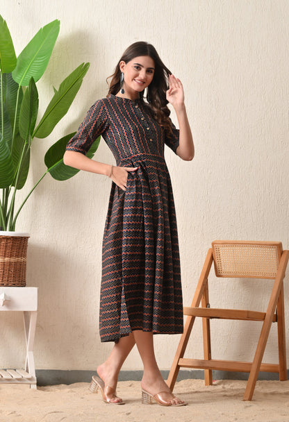 Ajrak Cheveron Dress