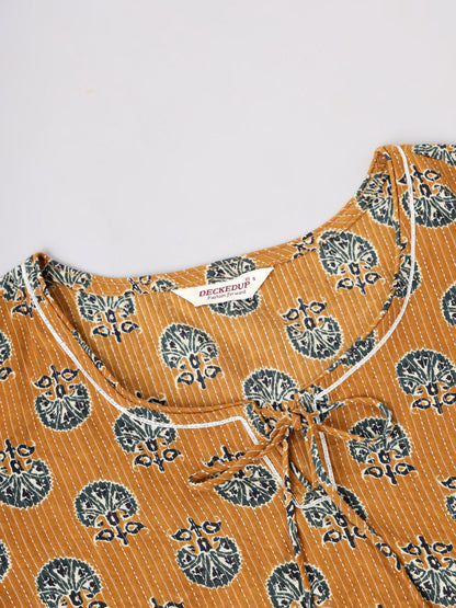 Mustard Motif Kantha Kurta