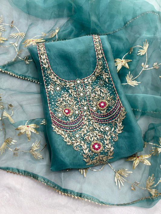 3 Piece Execusite Organza Suit in heavyneck