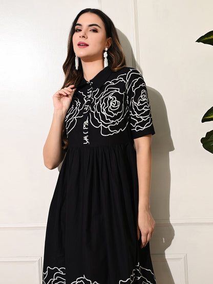 Monochrome Button Dress