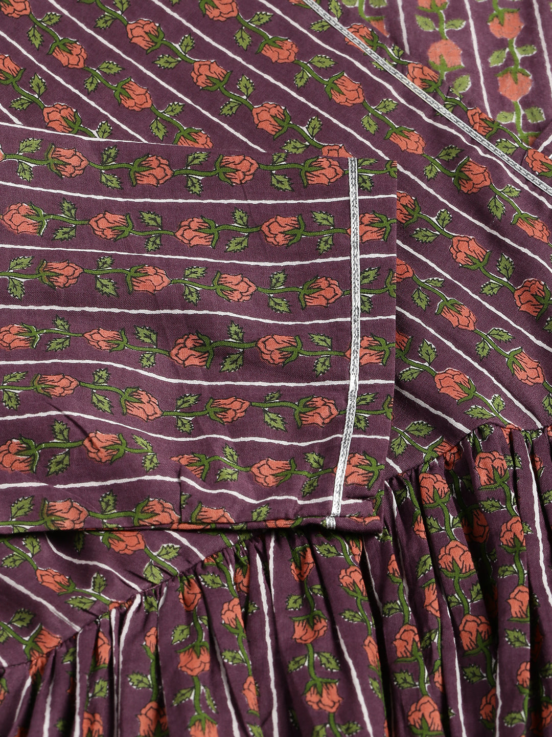 Purple Cotton Angrakha Style Pocket Dress