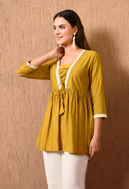 Mustard Embroidered Tunic