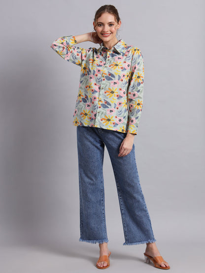Multicolor Cotton Shirt Style Top