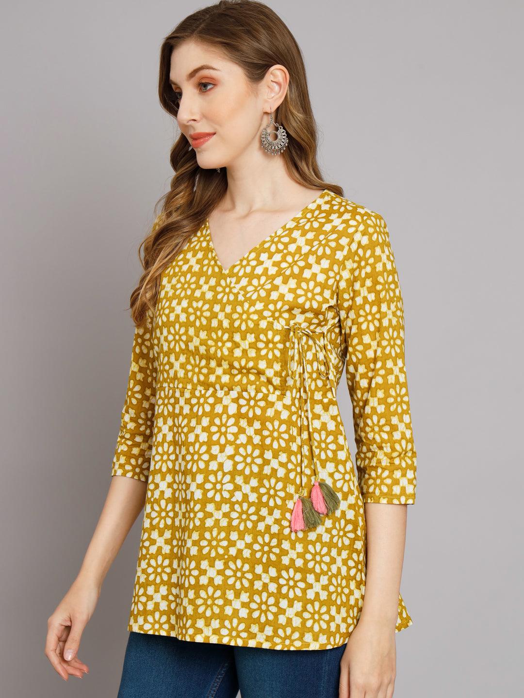 Jaipur Batik Green Angrakha Top - JAIPURHUTZ